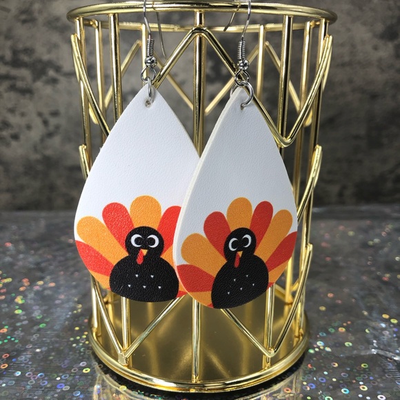 Faux Leather Fall Thanksgiving Earrings NWT ✨ - Picture 3 of 8